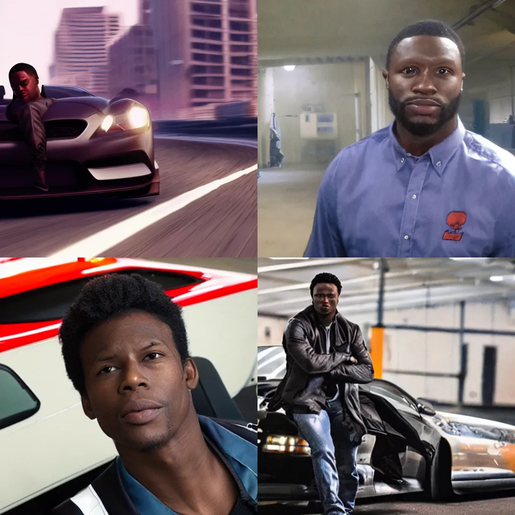 Prompt: Lamar Davis as a Need for speed boss