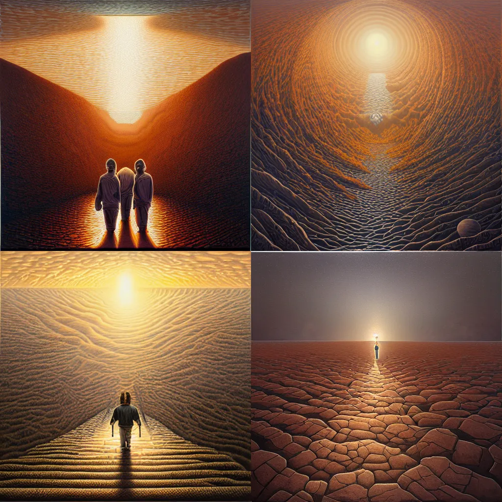Prompt: i will find my way back home through the light of dawn by jeffrey smith, oil on canvas