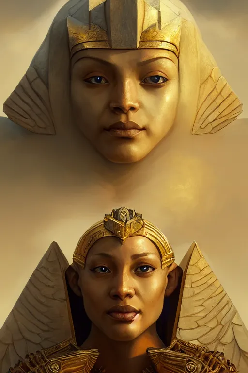 Prompt: legendary sphinx, highly detailed, d & d, fantasy, highly detailed, digital painting, trending on artstation, concept art, sharp focus, illustration, global illumination, ray tracing, realistic shaded, art by artgerm and greg rutkowski and fuji choko and viktoria gavrilenko and hoang lap
