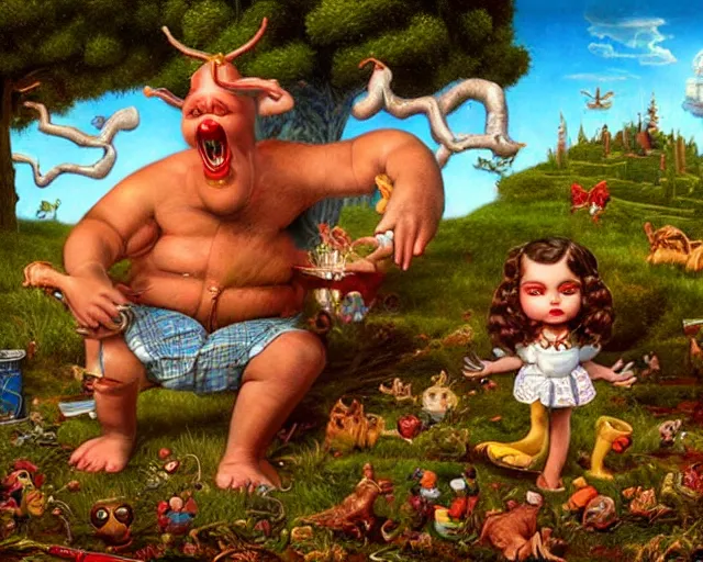 Image similar to robert williams todd schorr mark ryden highly detailed 3 - d environment octane render