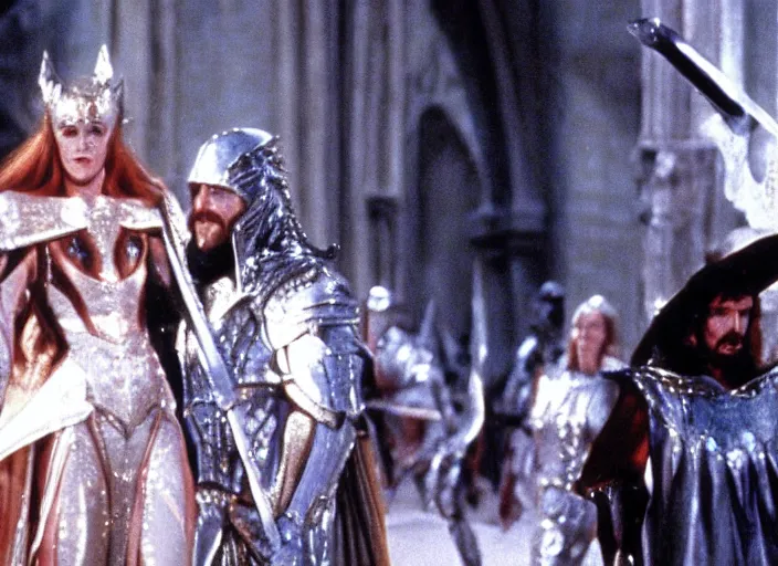 Prompt: scene from the 1 9 8 1 fantasy film excalibur