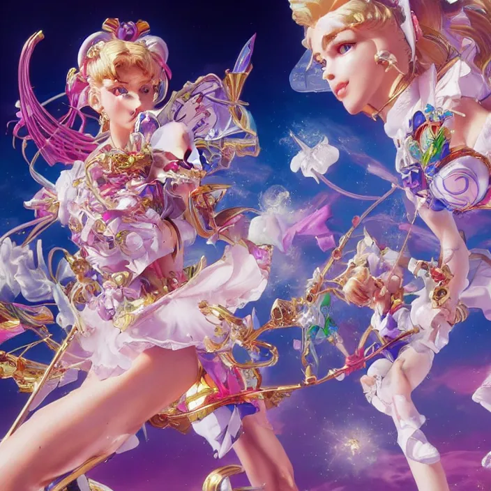 Image similar to jeff koons style sailor moon, ultra realistic, concept art, intricate details, serious, highly detailed, photorealistic, octane render, 8 k, unreal engine, art by todd mcfarlane and artgerm and greg rutkowski and alphonse mucha