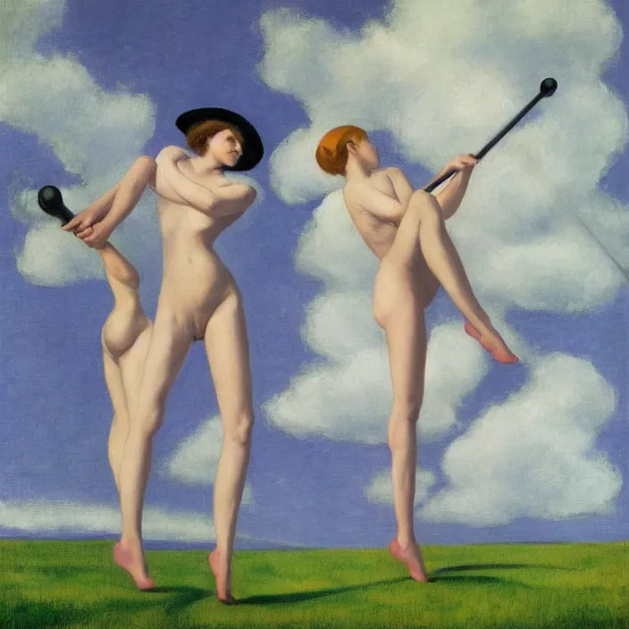 Image similar to pole dancing fairies, Edward Hopper and Rene Magritte, highly detailed