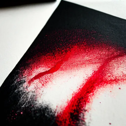 Prompt: close up red calligraghy inspired by fire on a black wall, 5 0 mm