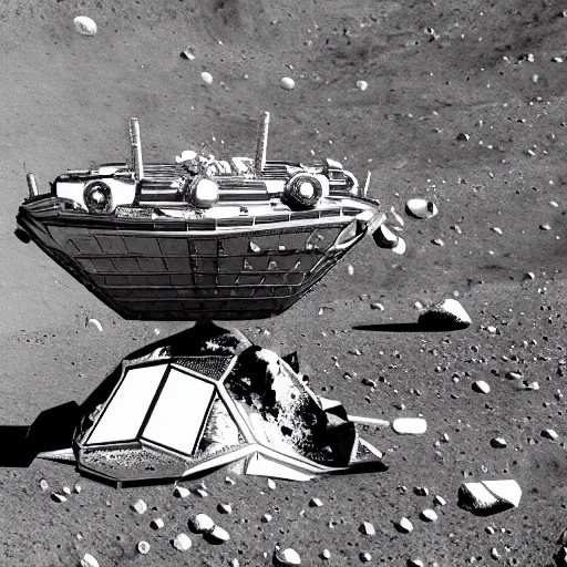 Prompt: photograph crashed alien ship on the moon highly detailed