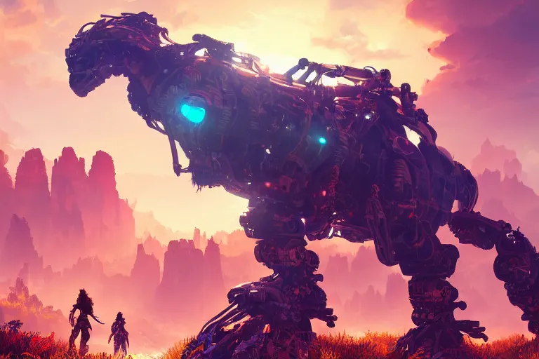 Image similar to scorcher machine mecanical creature robot of horizon forbidden west horizon zero dawn bioluminiscence global illumination ray tracing hdr fanart arstation by ian pesty and alena aenami artworks in 4 k