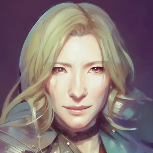 Image similar to An anime portrait of cate blanchett , by Stanley Artgerm Lau, WLOP, Rossdraws, James Jean, Andrei Riabovitchev, Marc Simonetti, and Sakimichan, tranding on artstation