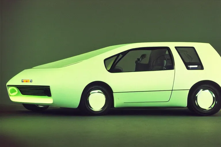 Prompt: designed by giorgetto giugiaro stylized poser of a single 1 9 9 1 kei car, thick neon lights, ektachrome photograph, volumetric lighting, f 8 aperture, cinematic eastman 5 3 8 4 film