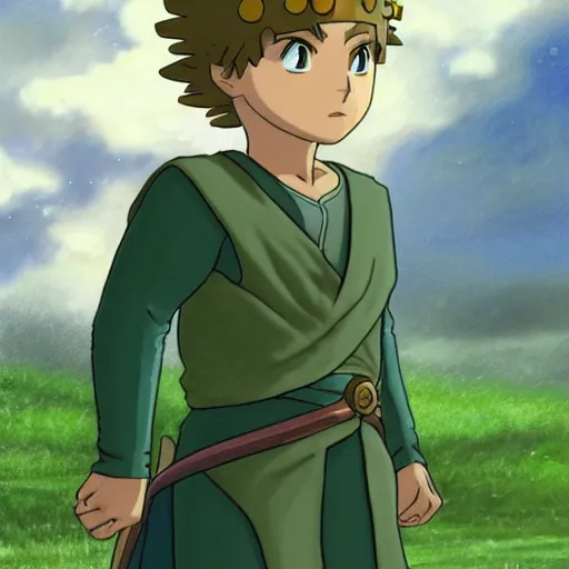 Prompt: realistic photo of a young king from ni no kuni in the style of peter jackson