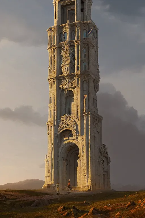 Prompt: painted tower of the moon, by Sylvain Sarrailh and Ludwig Deutsch, dramatic cinematic lighting , beautiful tilework, ornate architecture, smooth, sharp focus, extremely detailed