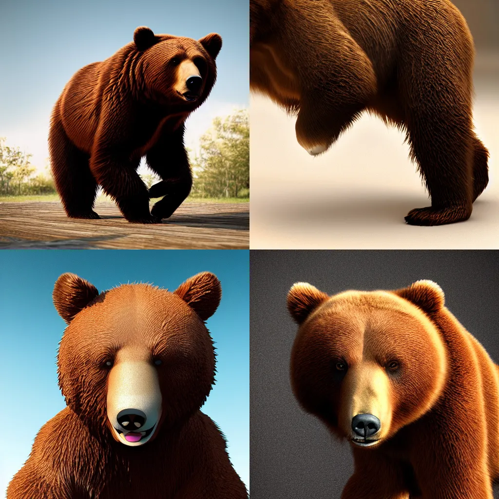 Prompt: brown bear, octane render