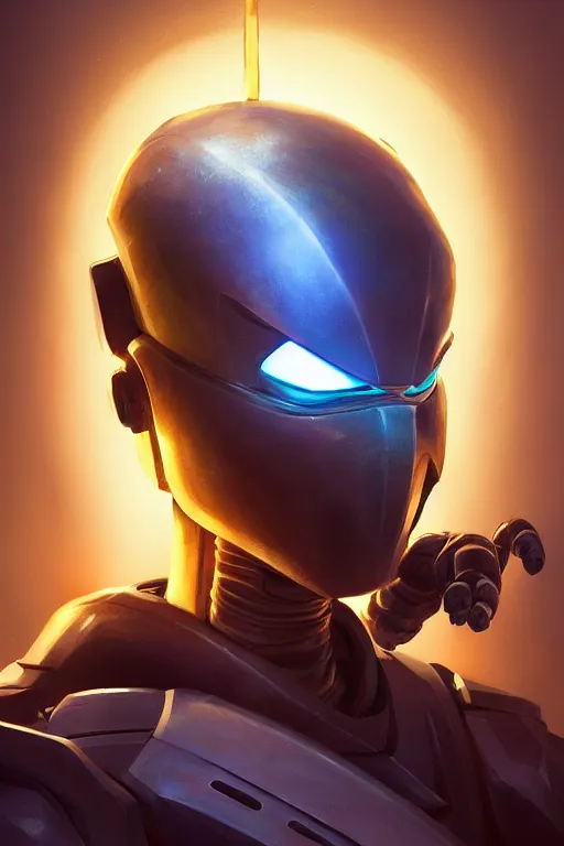 Image similar to epic mask helmet robot ninja portrait stylized as fornite style game design fanart by concept artist gervasio canda, behance hd by jesper ejsing, by rhads, makoto shinkai and lois van baarle, ilya kuvshinov, rossdraws global illumination radiating a glowing aura global illumination ray tracing hdr render in unreal engine 5