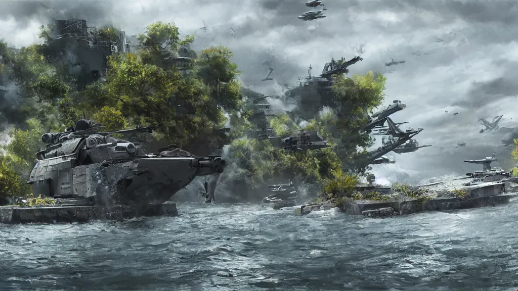 Image similar to battlefield 4 island, painting