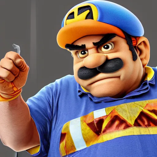 Image similar to realistic wario working at a construction site