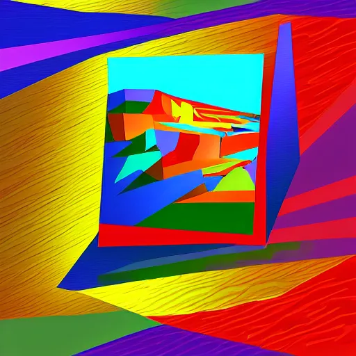 Image similar to a beautiful landscape in a Cubo-Futurism style, digital art