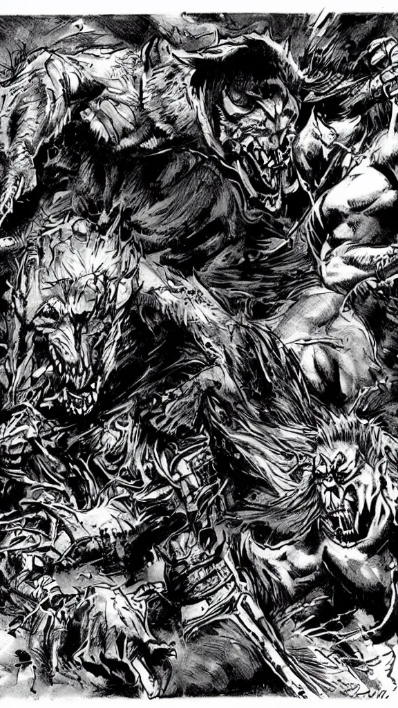 Image similar to a werewolf fighting a vampire in a dark brisbane alley, hd concept art by ron spencer and michael william kaluta, and dave rapoza, and richard borden.