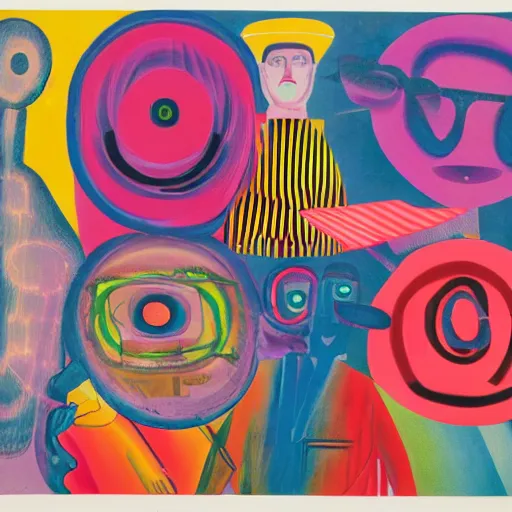 Prompt: a man about town by kenny scharf and johannes itten