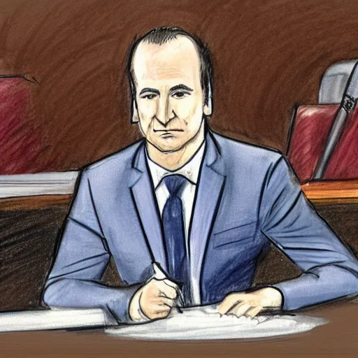 Image similar to court sketch of bob odenkirk testifying