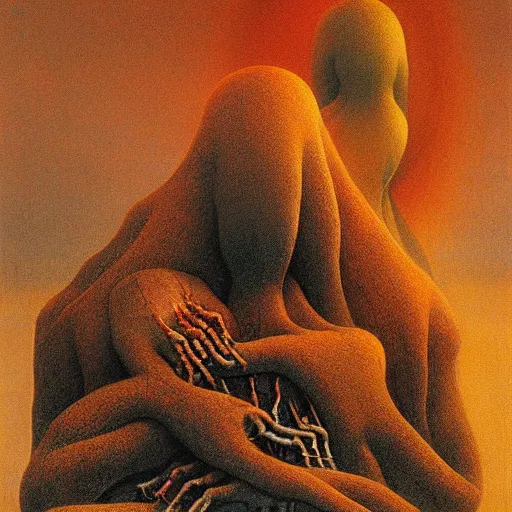 Image similar to zdzislaw beksinski painting of cosmic horror