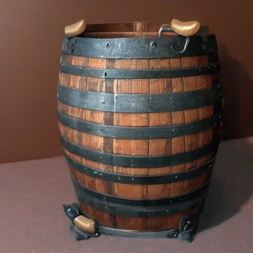 Prompt: a mimic barrel from dnd