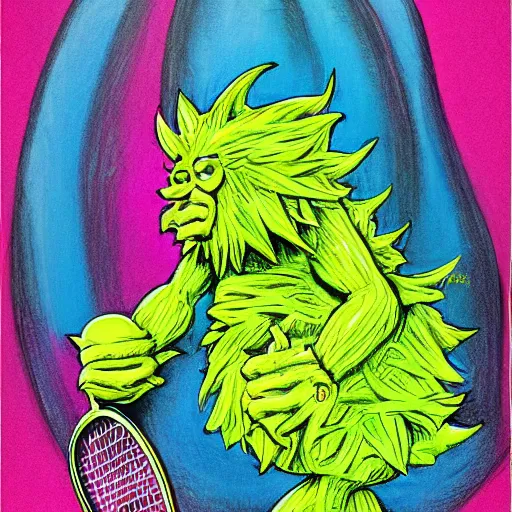 Image similar to a tennis ball monsters, colorful, digital art, fantasy, magic, chalk, trending on artstation, ultra detailed, professional illustration by basil gogos