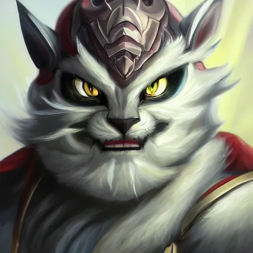 Image similar to a painting of rengar from league of legends