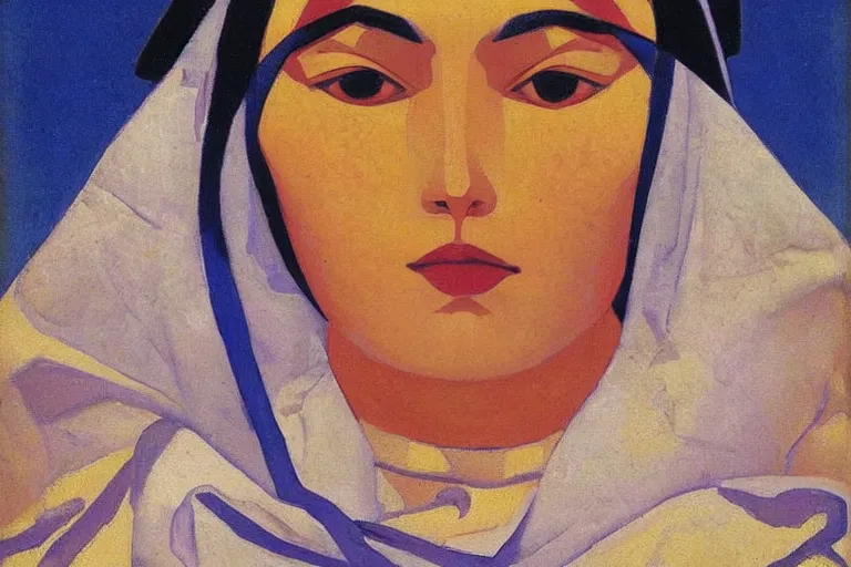 Image similar to woman portrait artwork by nicholas roerich