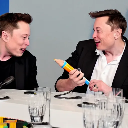 Prompt: elon musk eating crayons