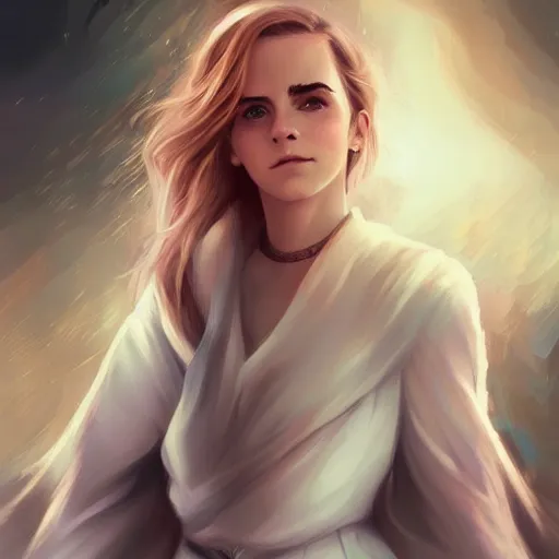 Image similar to Emma Watson, Charlie Bowater art style, digital fantasy portrait