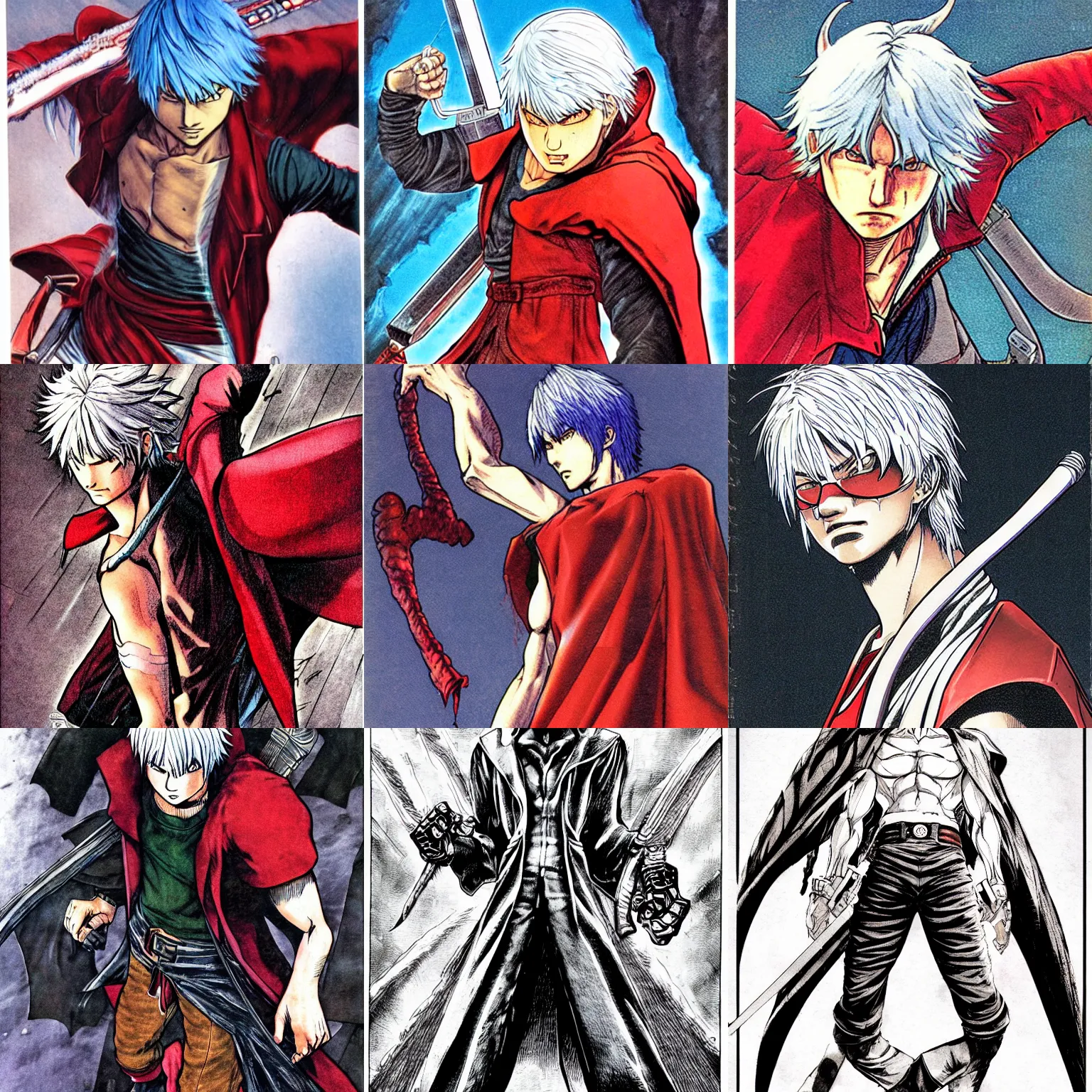 Prompt: Dante from devil may cry illustrated by Akira Toriyama