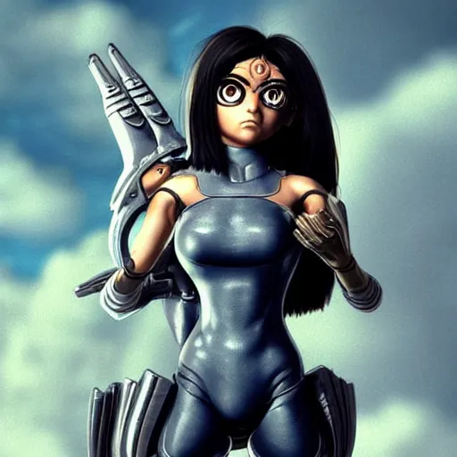 Image similar to battle angel alita!! very realistic, in the style of vitaly bulgarov, gally, zbrushcentral, pinterest, deviantart, artstation