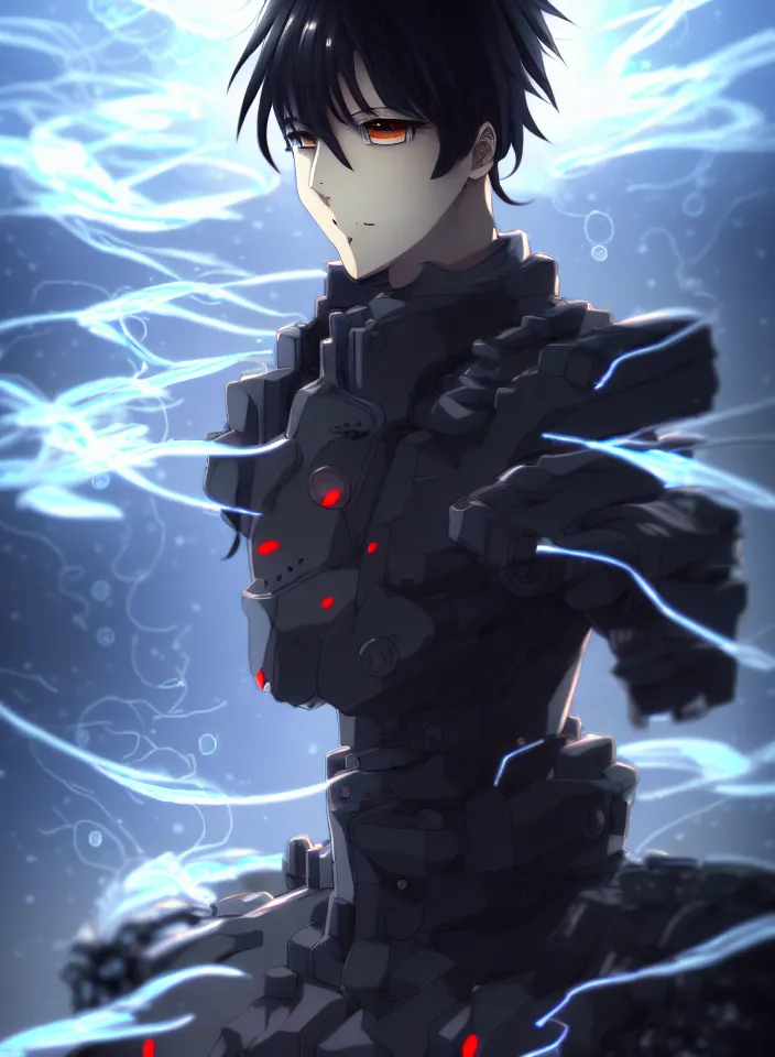 Prompt: a detailed manga illustration character full body portrait of a dark haired cyborg handsome anime man surrounded by clouds of dark smoke and fire, trending on artstation, digital art, 4 k resolution, detailed, high quality, sharp focus, hq artwork, insane detail, concept art, character concept, character illustration, full body illustration, perfect anatomy, cinematic, volumetric lighting