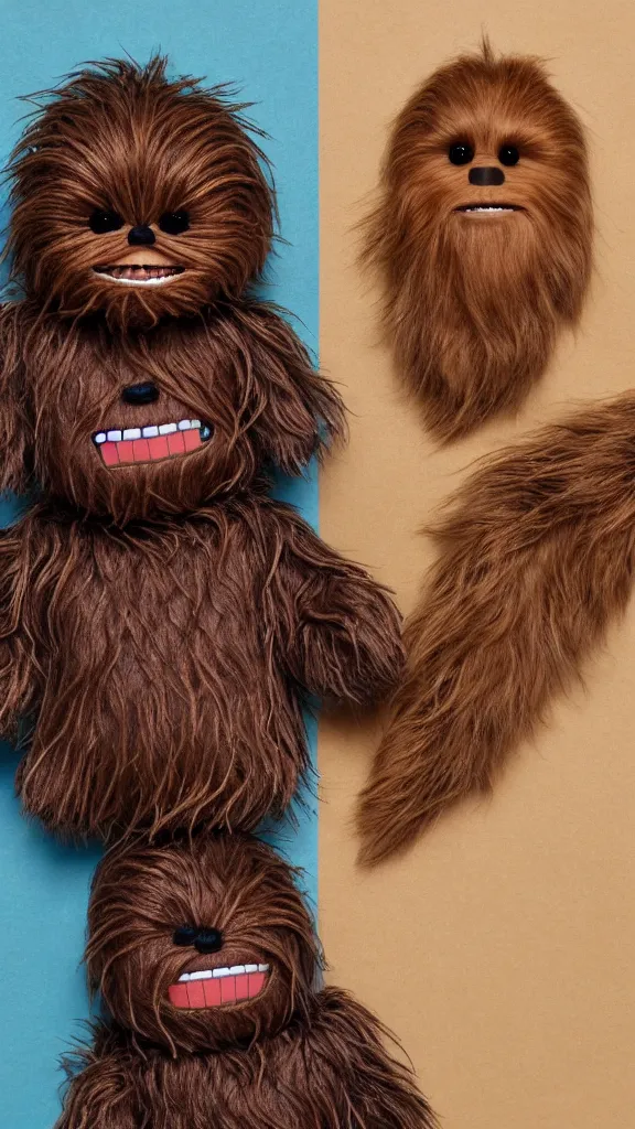 Image similar to chewbacca reimagined as a cute children ’ s plushie. color harmony, 8 k detail, gallery quality, hd wallpaper, premium prints available, hyper - detailed, intricate design.