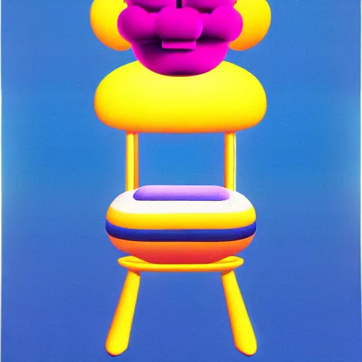 Prompt: chair by shusei nagaoka, kaws, david rudnick, airbrush on canvas, pastell colours, cell shaded, 8 k