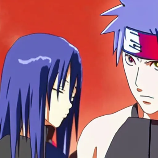 Prompt: anime still of sasuke as a woman fighting naruto as a woman