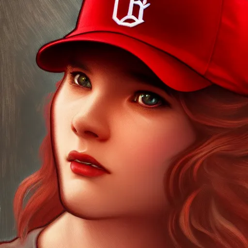 Image similar to a red baseball cap, artstation, Grim fantasy,emotional, EOS R5, f/2.5 , illustration , concept art, award winning photograph, 8k, Alphonse Mucha style,