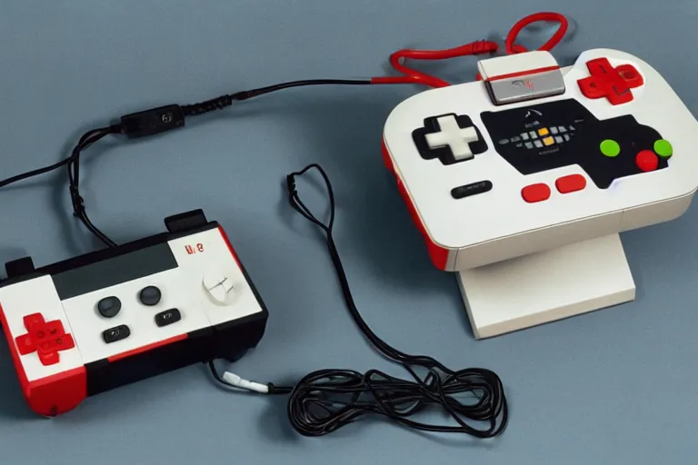Image similar to The Nintendo Pain System (NPS) console with electrodes and controller, 1989
