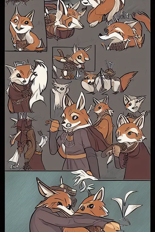 Image similar to a graphic novel comic about medival anthropomorphic foxes, by mike holmes, manga, webcomic, by kawacy