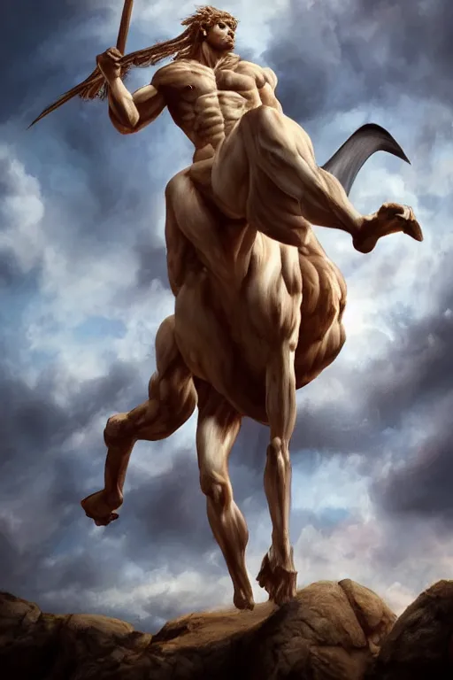 Prompt: centaur from greek mythology, trending on artstation