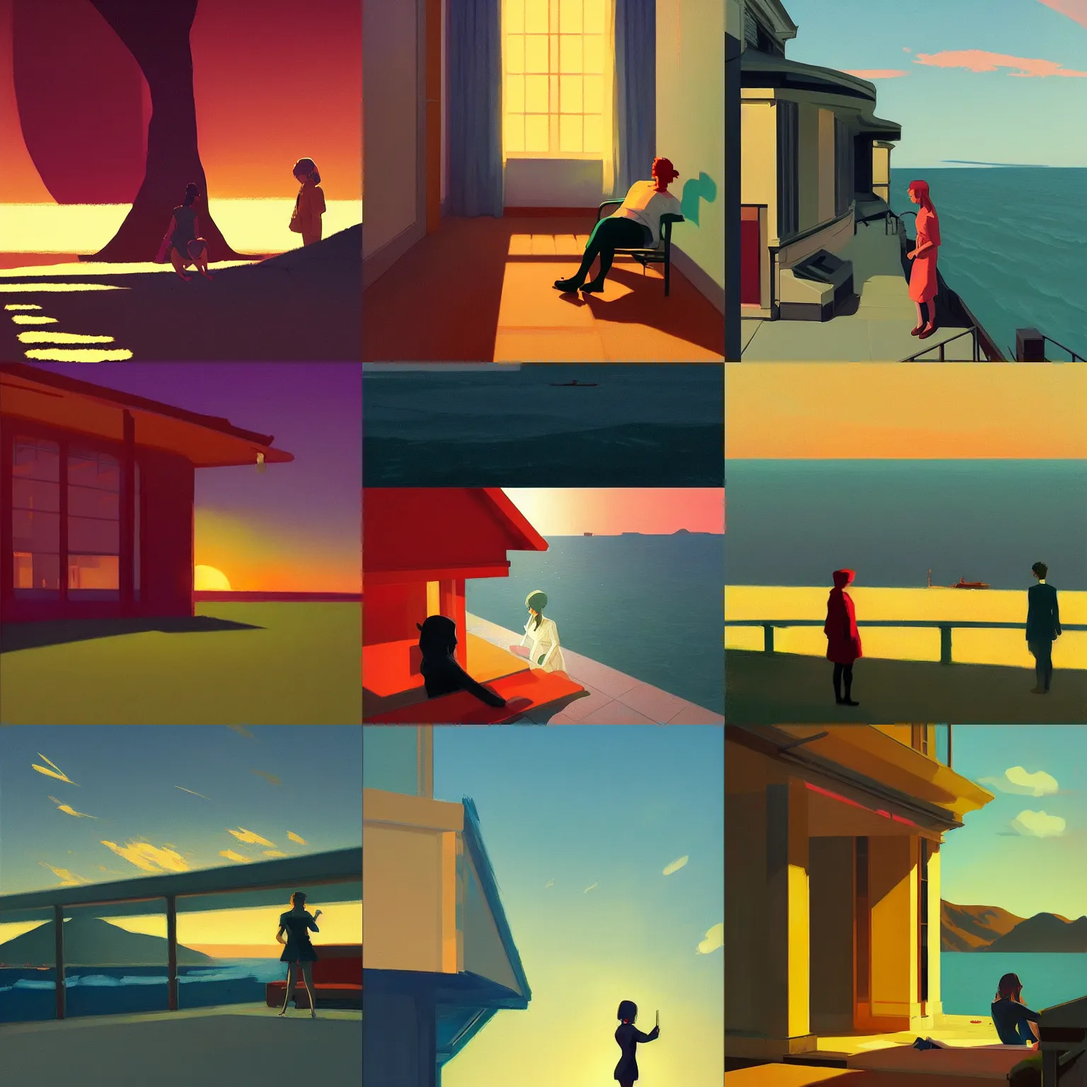 Prompt: 🌅 by atey ghailan and edward hopper