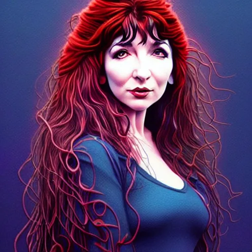 Image similar to richly detailed color illustration very beautiful kate bush illustrated by artgerm and mina petrovic and timothy kong and marina federovna. 3 - d shadowing, wuthering heights