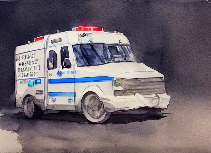 Image similar to concept art of a ambulance, pinterest, artstation trending, behance, watercolor, by coby whitmore, silver, laser light,