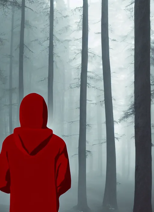 Prompt: a man with red hair wearing a hoodie with the hood down sits peacefully in a misty forest. clear detailed face. clean cel shaded vector art. shutterstock. behance hd by lois van baarle, artgerm, helen huang, by makoto shinkai and ilya kuvshinov, rossdraws, illustration, art by ilya kuvshinov