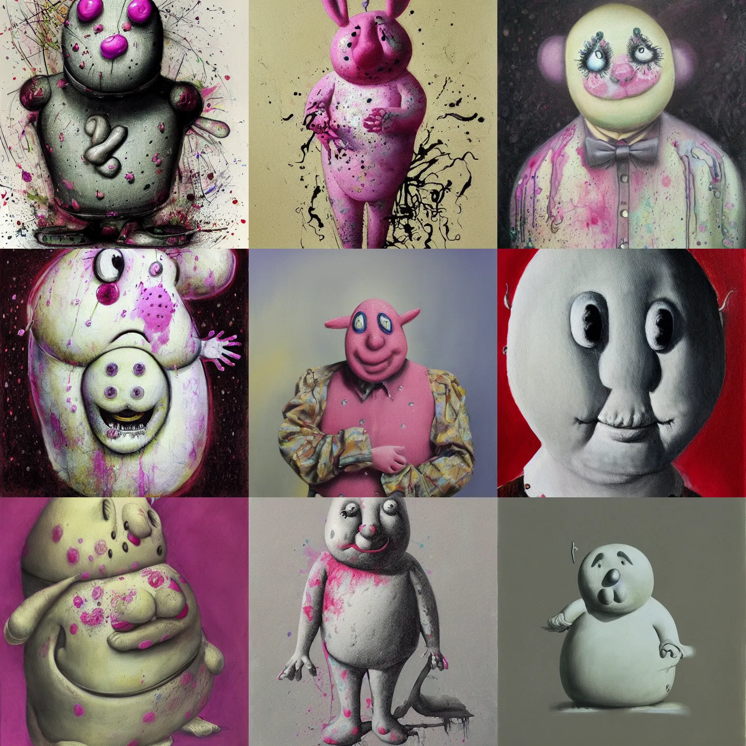 Prompt: a beautiful painting of Mr Blobby by Stephen Gammell, trending on artstation