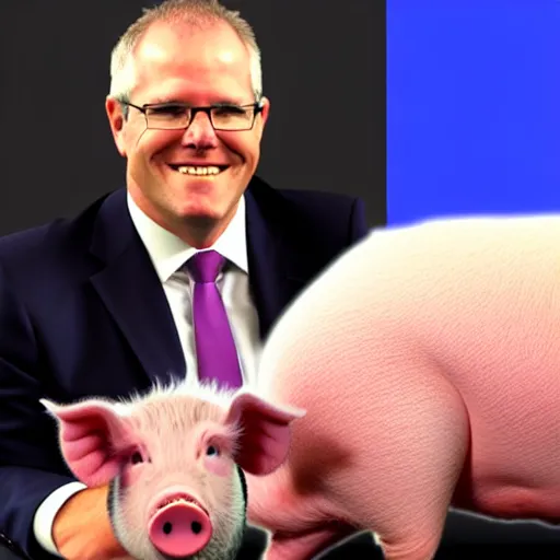 Image similar to scott morrison with the body of a pig