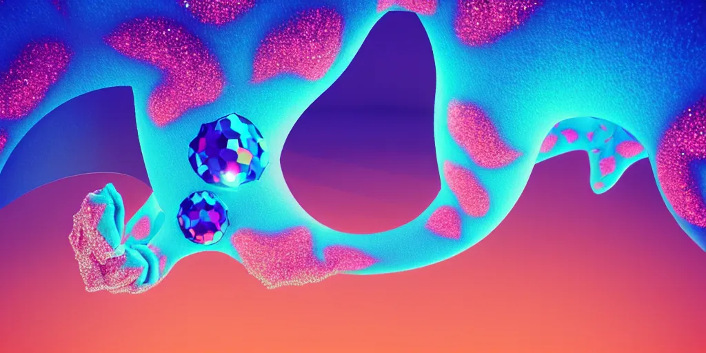 Prompt: 8 kuhd cinema 4 d, octane render, shiny furry cats, large membranes between their paws, body like a bat, sailing over a fractal, a julia spiral, covered with glittering jewels, landscape photography, drone view, cinematic, ultra realistic, blue sky, pastel coloured sunrise