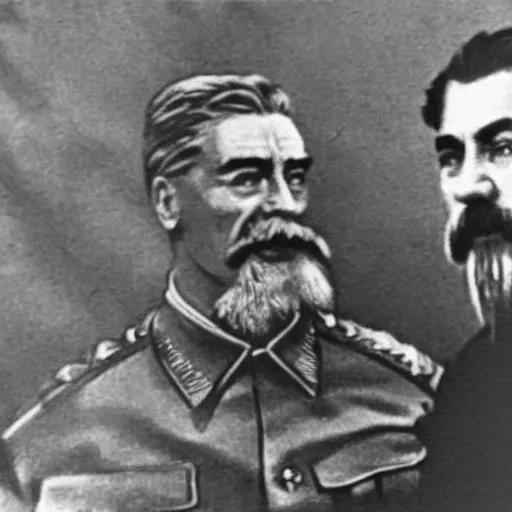 Image similar to Photo of Joseph Stalin friendship with communist soviet dragon creature ,