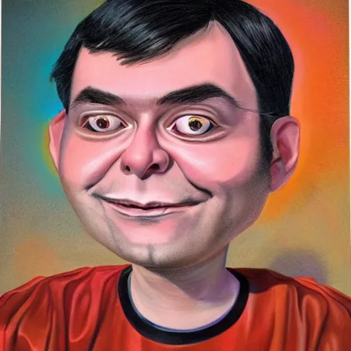 Prompt: beautiful lifelike painting of martin shkreli garbage pail kid, hyperreal detailed facial features and uv lighting, art by ed roth and basil wolverton