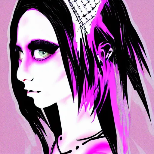 Prompt: goth punk princess, digital art