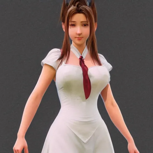 Image similar to full body shot of aerith gainsborough, concept art trending on artstation